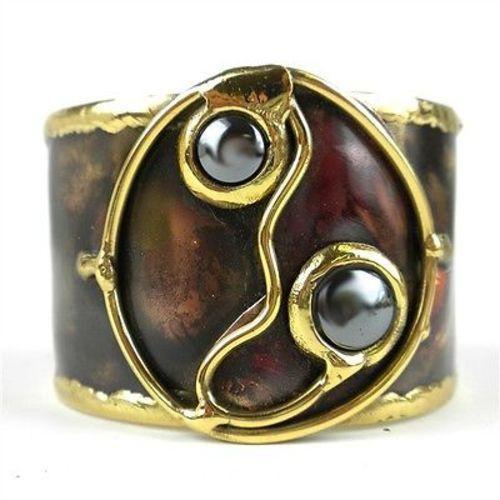 Morpho Hematite and Brass Cuff - Brass Images (C) - TheHomeToGo