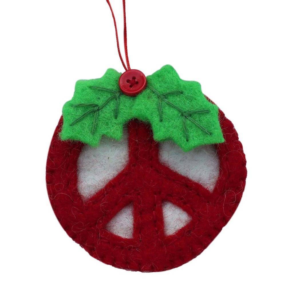 Red Peace Sign Ornament - Global Groove (H) - TheHomeToGo