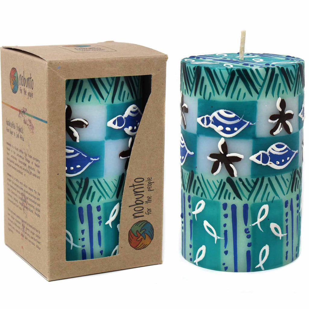 Single Boxed Hand-Painted Pillar Candle - Samaki Design - Nobunto - TheHomeToGo