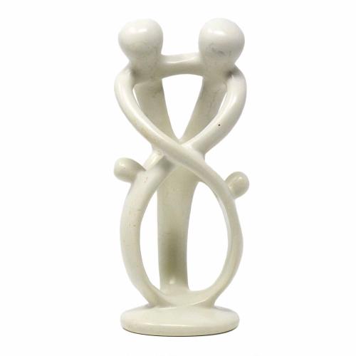 Natural 8-inch Tall Soapstone Family Sculpture - 2 Parents 2 Children - Smolart - TheHomeToGo