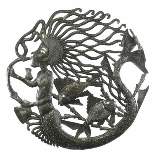 24-Inch Musical Mermaid Metal Wall Art - Croix des Bouquets - TheHomeToGo