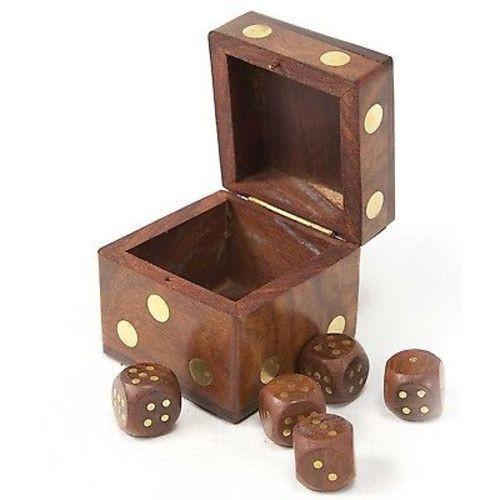 Handmade Wood Dice Box with Five Dice - Matr Boomie - TheHomeToGo