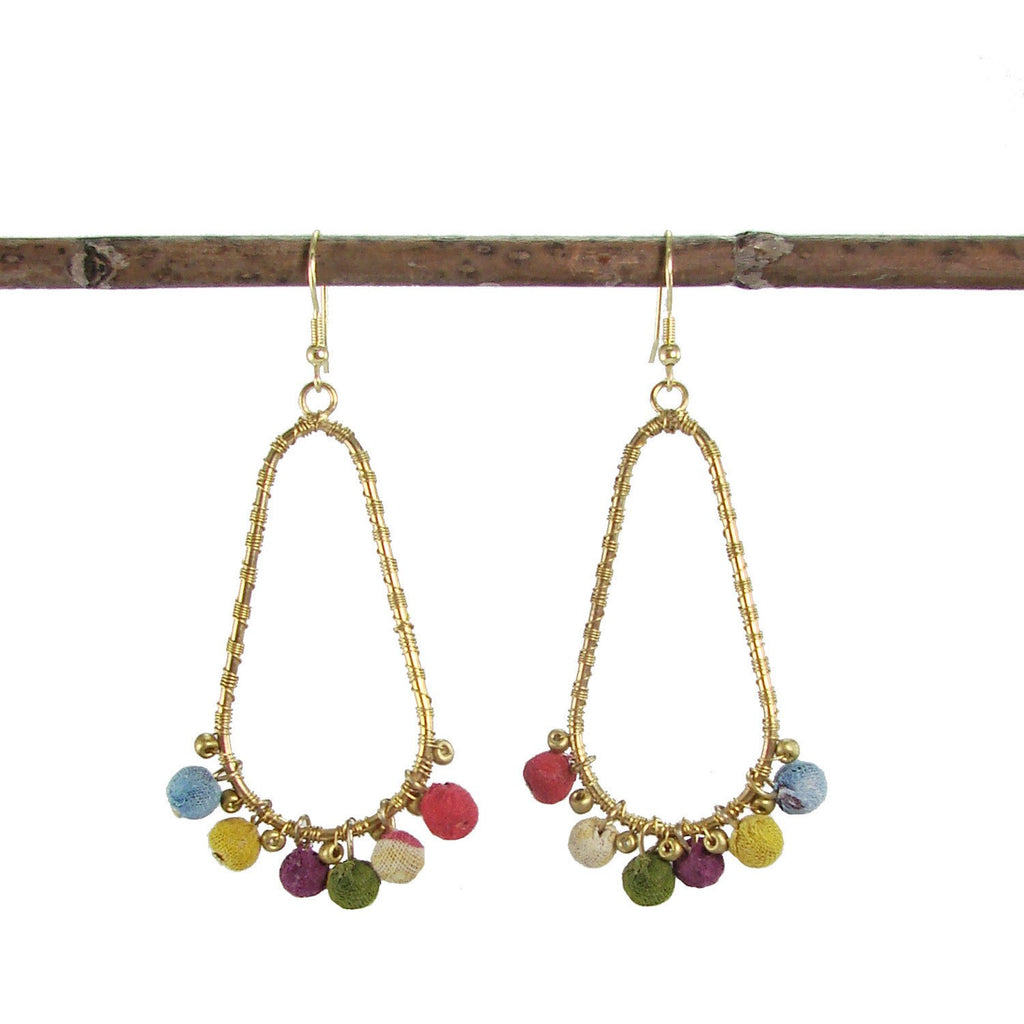 Kantha Beaded Fan Earrings - WorldFinds - TheHomeToGo