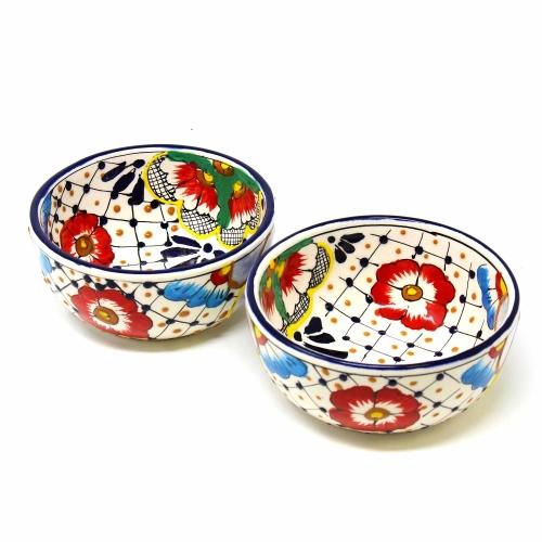 Half Moon Bowls - Dots and Flowers, Set of Two - Encantada - TheHomeToGo