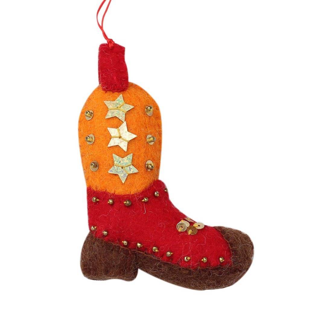 Cowboy Boot Felt Ornament - Global Groove (H) - TheHomeToGo